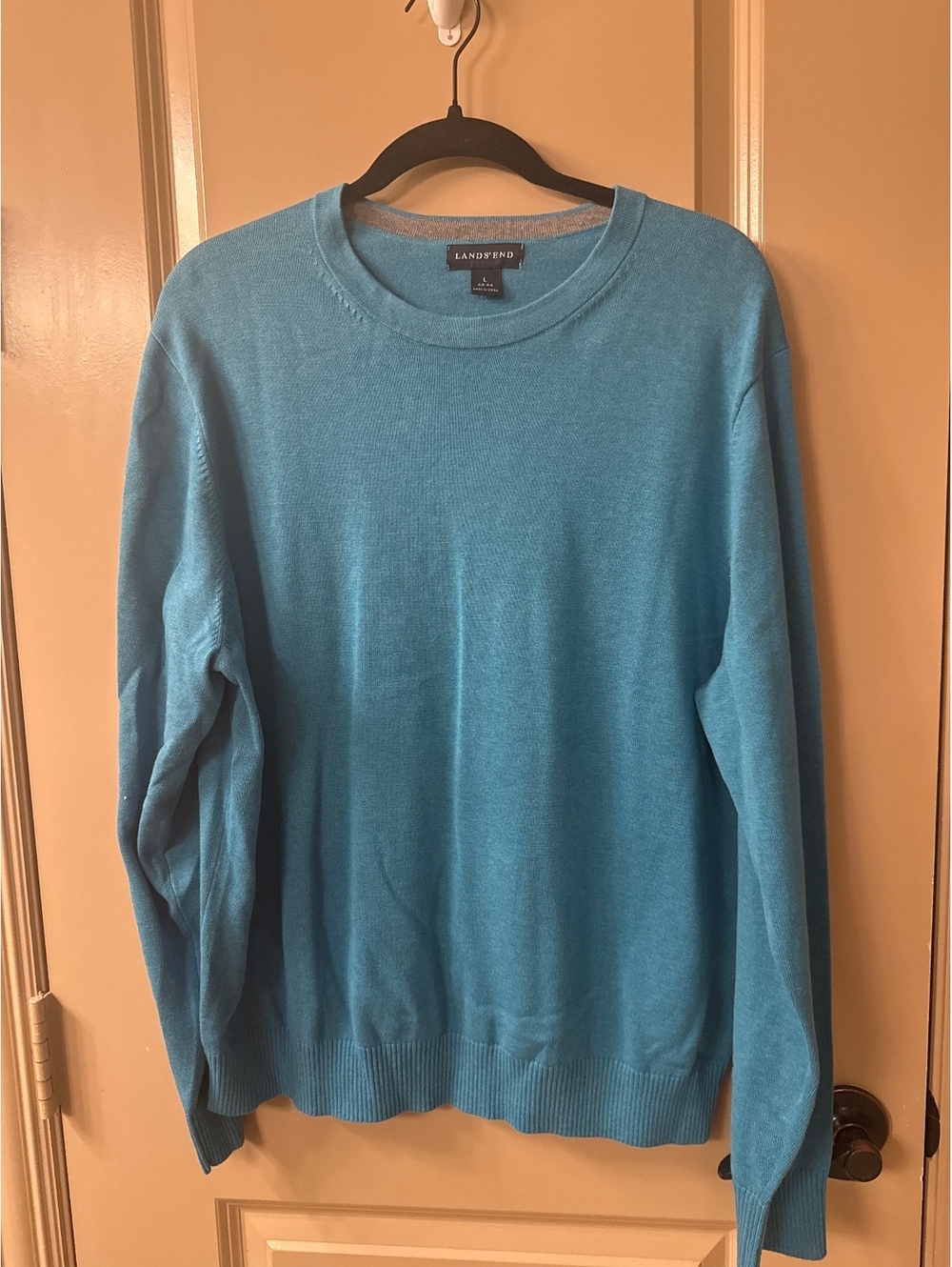 Lands' End Men's Large Blue Crew Neck Sweater